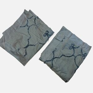 Z Gallerie Pillow Shams Set of Two 100% Silk Velvet Trim Blue 19x25”